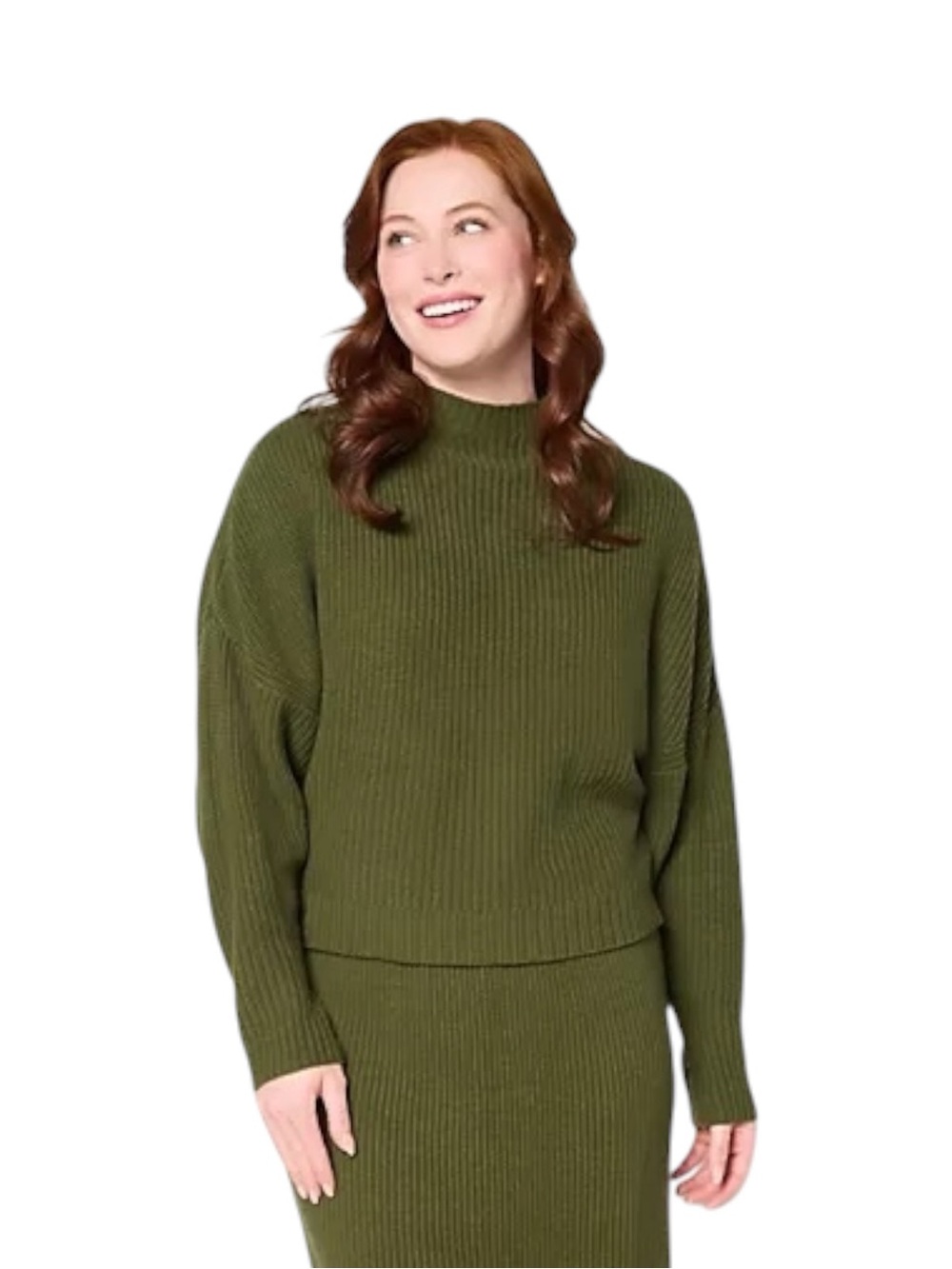 Carla Rockmore Dolman Mock Neck Sweater Women Small Moss